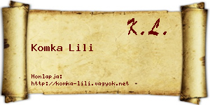 Komka Lili névjegykártya